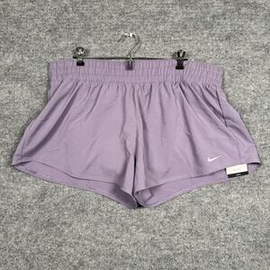 New Nike Womens Size XL Dri-Fit Brief Lined Training Shorts Pink Elastic Waist